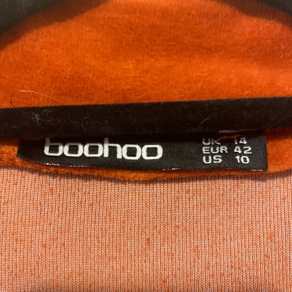 Boohoo•Orange Quarter Zip Sweater Embroidery Sz 10! - Picture 6 of 10